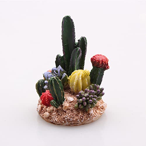Succulents Cactus Plant Fish Tank Decorations Desert Oasis Decor Sculpture Collection Reptile Turtle Lizard Spider Tanks Terrarium Figurine Statue Décor Ornament Pet - color: Cactus