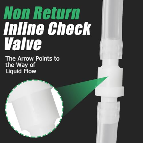 Luomorgo 2 Pcs 3/8" Inline Check Valve - PVDF Plastic One-Way Non-Return Air Check Valve - Ozone Resistant for Fuel, Oil, Water, Air, Gas Pumps & Systems - size: 3/8 Inch