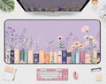 Purple Book Desk Pad Mat XXL, Lavender Flower Large Mousepad, Game Desk Mat, Extended Laptop Keyboard Mats, Cute Desktop Protection Pad, Women's Home Office Desk Decoration 31.5"X15.7" - color: Purple Lavender