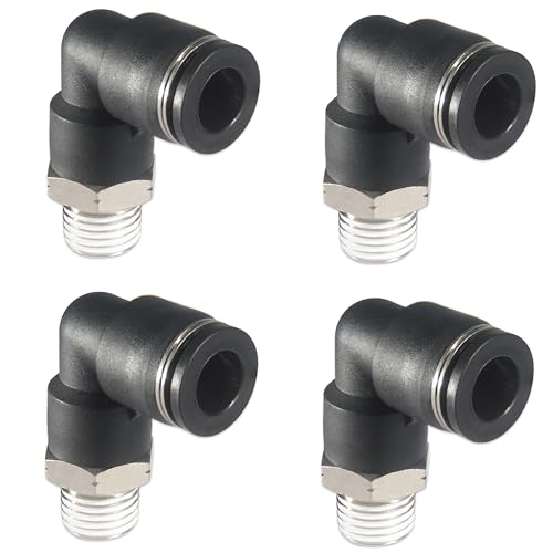 1/2 Air hose fittings, Air fittings Male Elbow 1/2 Inch Tube OD x 3/8 NPT Thread Push to Connect Fitting, PL-1/2-N3 (Pack of 4) (1/2-3/8) - size: OD 1/2 - NPT 3/8