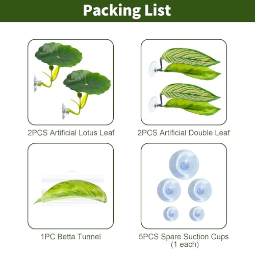 5PCS Betta Hammock & Fish Toys Set, Soft Aquarium Decor Plastic Plants that Won’t Damage Fishtail, Acrylic Tube Tunnel for Betta Fish Tank Decorations, Aquarium Hideout with Spare Suction Cups