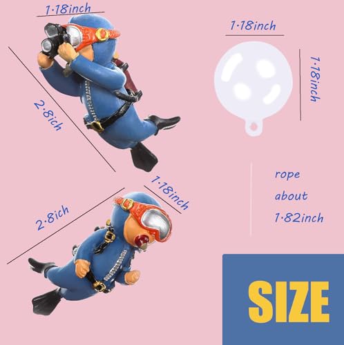 2-Pack Tank Decorations, Cute Little Diver, Aquarium Decoration Accessories Ornaments with Float Ball, Playmate for Tank Suitable for All Kinds of Fish and Tanks (Blue) - color: Blue