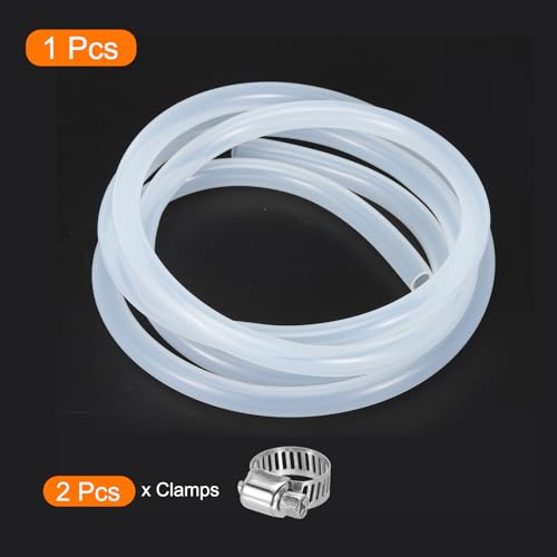 MECCANIXITY 3.3ft Clear Silicone Rubber Tubing 3/8" ID Plastic Tube Flexible Air Hose for Brewing, Wine Making, Pump Siphon, 10mm x 14mm, with 2pcs Clamps - color: Clear, size: 10mm x 14mm