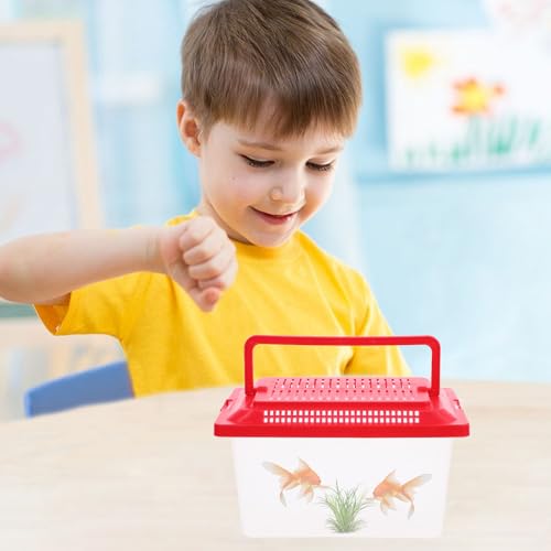ERINGOGO Portable Fish Tank and Turtle Habitat Breeding Box, Pp Plastic Handheld Aquarium, Impact-Resistant 18x11x11cm for Small Pets and Reptiles Transportation