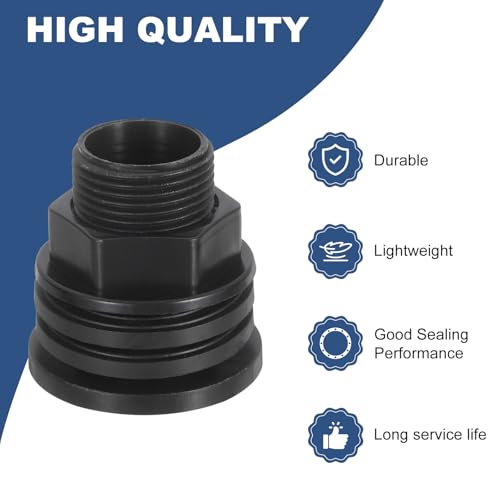 uxcell 4Pcs Bulkhead Fittings, 3/4" GHT x 1/2" Female Plastic Bulkhead Water Tank Connector for Garden Hose Adapter Water Tank Aquariums Pools, Black