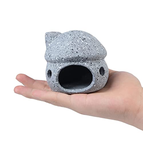 Cute Mushroom Aquarium Decorations, Ceramic Fish House Decor, Small Pleco Shelter Caves, Betta Fish Tank Accessories, Mushroom Shape Shrimp Fish Tank Decorations Stone Color - Grey - color: Grey