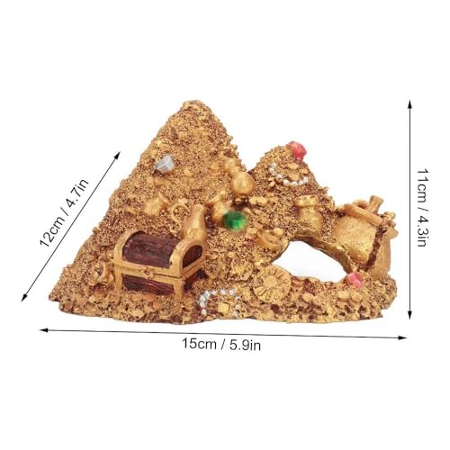 Resin Gold Treasure Mountain Decoration Hollow Design Hideouts Underwater Landscape Mountain Shape Aquarium Ornament