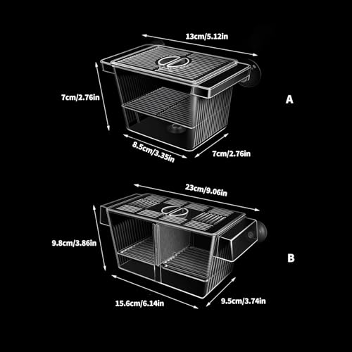 Multipurpose Fish Isolation Tanks with Strong Suction Cup for Aggressive Injured Pregnant and Fry Protections 2PCS Aquarium Isolation Divider - color: Late single room