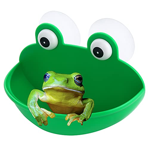 Pensino Frog Habitat Frog Dish Holder with Suction Cups, Cute Frog Terrarium Decor Fish Tank Decoration for Tree Frog Toad Tadpole (1 Pack) - color: 1 Pack