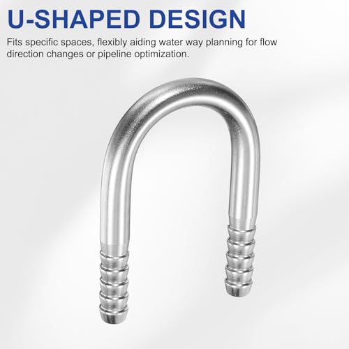 PATIKIL 5/16" (8mm) x 5/16" (8mm) Hose Barb Fittings, 1 Pcs 304 Stainless Steel U Shaped Joint Connector Barbed Fitting Metal Splicer - size: 5/16" (8mm)