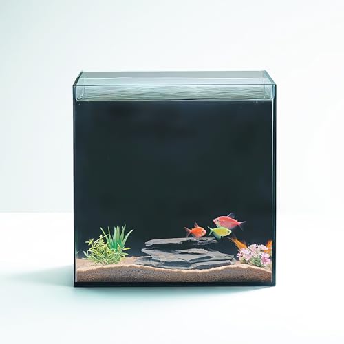 High-Clarity 3.5 Gallon Fish Tank 30 * 15 * 30CM - Low Iron Glass Aquarium with Space-Saving Thin & Narrow Designs | Includes Non-Slip Mat, Corner Guards + Decor | Ideal for Desktop/Bathroom - size: Small
