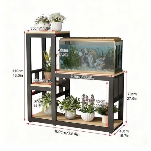 Metal Fish Tank Stand, Aquarium Stand with 3-Tier Shelves, Indoor Plant Stand, Storage Rack for Fish Tank Accessories in Living Room, Balcony, Home Office(White) - color: White