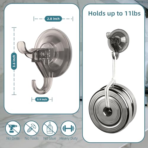 Antimbee 3 Pack Suction Cup Hooks, Clear Suction Hanger, Removable Small Hooks for Shower, Bathroom, Glass, Door, Windows, Kitchen - Up to 11 lbs on Smooth Surface (Transparent Gray) - color: Transparent Gray
