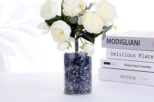 QINJIEJIE Blue Sodalite Crystals Chips Natural Stone Gravel Bulk Crushed Rocks Pieces Polished Quartz Stone 0.55Lbs Decorative Fish Tank Pebbles Vase Filler Irregular Shaped Tumbled Gemstone for Home - color: Blue Sodalite, size: 0.55 Pound