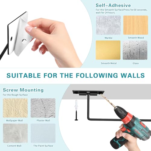 2Pack Under Cabinet Paper Towel Holder - Self-Adhesive or Drilling Wall-Mounted Paper Towel Rack for Kitchen, Bathroom, and RV – Stainless Steel, Fits Mega Paper Towel Rolls 11.02 in (2Pack 11.02IN) - size: 2Pack 11.02IN