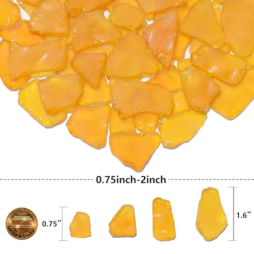 QYGL Sea Glass for Crafts - 14oz Yellow Frosted Seaglass Pieces - Vase Filler and Aquarium Ornament, DIY Craft Supplies for Art, Beach Weddings, and Home Decor - color: Yellow