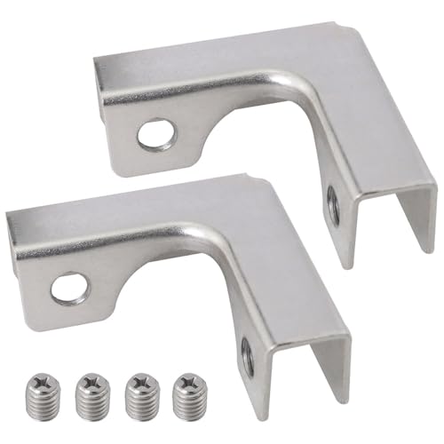 2PCS Silver L Shaped Glass Aquarium Fixing Clip Cold Rolled Iron Reinforcement Clip Glass Aquarium Accessory with Screws for Fixing Display Cabinet Glass Shelves and Aquarium Glass