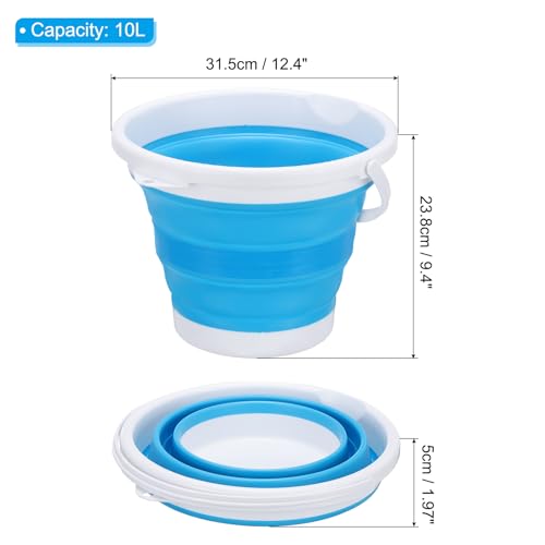 PATIKIL Collapsible Bucket 10L/2.6Gallon, Small Foldable Bucket Portable Plastic Round Tub for House Cleaning Car Washing Camping Fishing, Blue - color: Blue, size: 10L/2.6Gallon