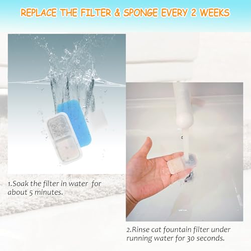 12 Set Cat Fountain Replacement Filters Compatible with oneisall PWF-001 2L/67oz Stainless Steel Pet Water Fountain Filters with Replacement Pre-Filter Pump Sponges