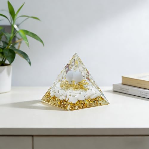 2inches Pyramid Decor Natural Crystal Energy Generator Pyramid Chakra Energy Crystal Pyramid Yoga Meditation Tool for Home Decoration Fengshui Ornaments Gift(2 inches Pyramid - White Agate) - color: 2 Inches Pyramid - White Agate