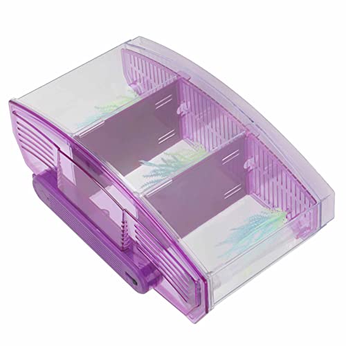 2 Betta Fish Tank With Divider, Aquarium Fish LED Acrylic Three Divisions Breeding Isolation Box for Small Fishes Aquarium Fish () - color: Purple