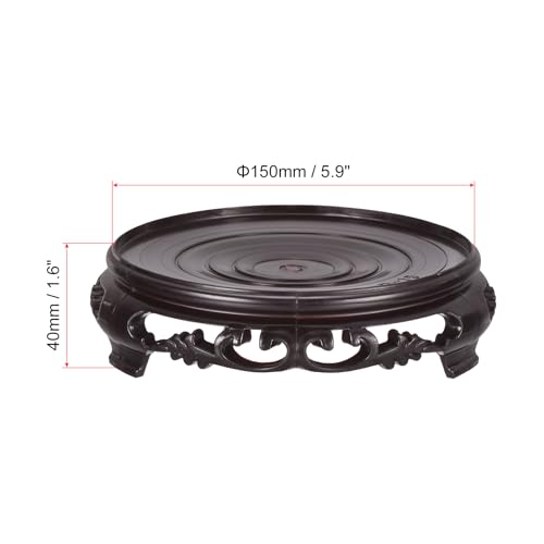 PATIKIL Planter Display Stand, 5.9 Inch Dia Plastic Round Bonsai Base Imitation Wood Style Stand Holder Home Decor Display for Table Lamp Teapot Base, Black - size: 5.9 Inch