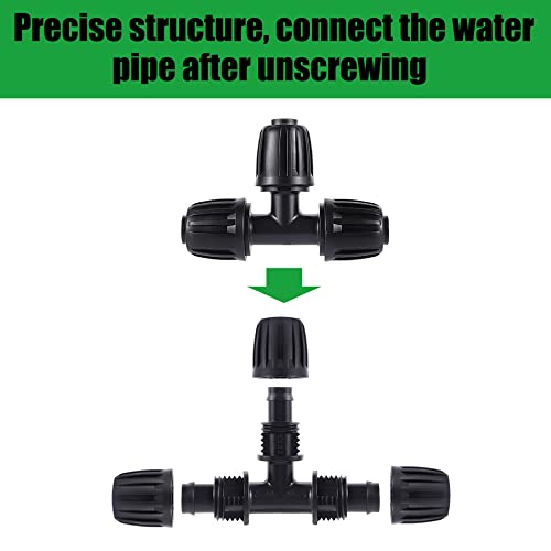 1/2 inch Irrigation Fittings Tee Connectors For (1/2" ID x0.6-0.63" OD) 16mm Drip Tubing Barbed Connectors-10 Pcs/pack - size: 1/2 inch Tee