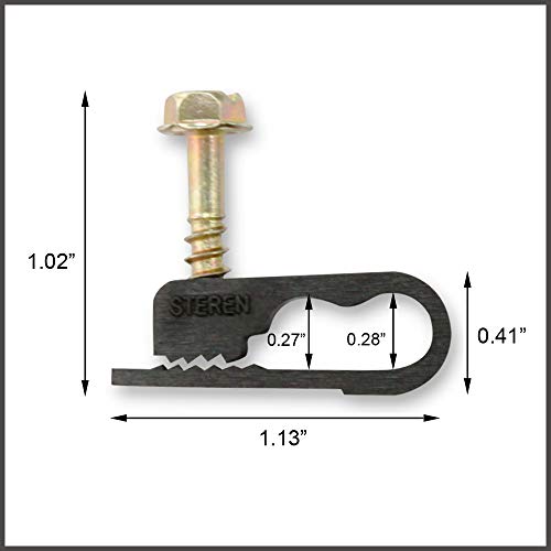 STEREN Coaxial Cable Clips - Cable Holder - Siding Clips for Hanging - Cord Holder for Desk - Cable Clamps - Cord Clip - Wire Organizer Clips - Tv Mount Screws (Black, 100 Count - Dual Screw) - color: Black, size: 100 Count - Dual Cable