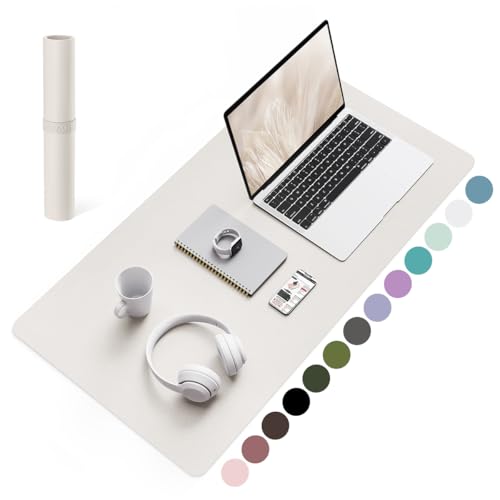 YSAGi Non-Slip Leather Desk Pad, Waterproof Laptop Computer Desk Keyboard Mat, Table Protector Blotter Mat, Large Mouse Pad for Office/Work/Home/Decor(Apricot Gray, 31.5" x 15.7") - color: Apricot Gray, size: 31.5" x 15.7"