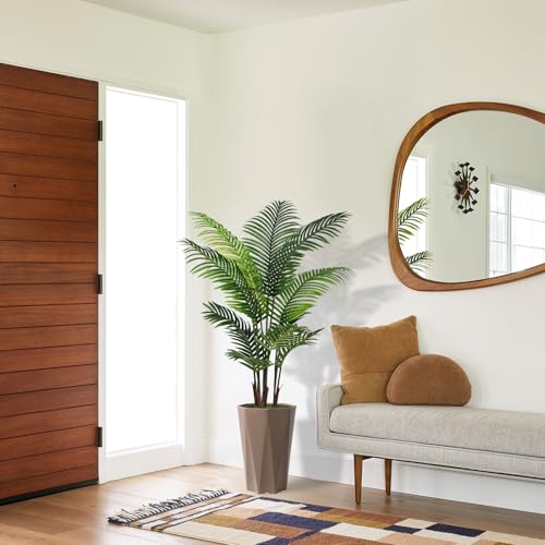 Artificial Palm Plant Indoor 5FT Fake Tree with Mocha Diamond Planter Faux Tropical Areca Tall Fake Floor Plant Potted Artificial Trees for Home Office Living Room Decor Indoor - color: Mocha