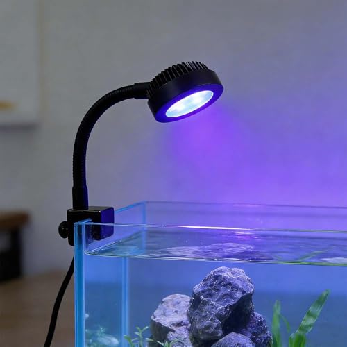 LED Aquarium Plant Light Waterproof Super Slim 3 Color Modes Fish Tank Clip Lamp Practical Plants Grow Lamp(Black)