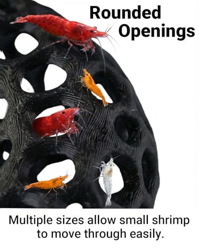 Shrimp Cave for Fish Tank Plants, 2-Pack Round Aquarium Caves for Cherry & Dwarf Shrimp, Plant-Compatible Shrimp Tank Accessories, Aquarium Decor (Black)
