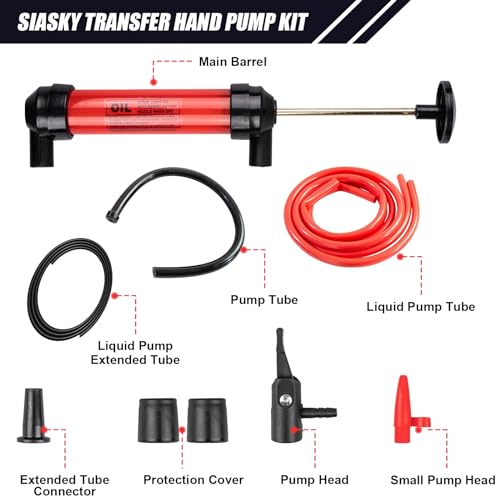 Siphon Pump 200cc Fluid Transfer Pump(2nd Generation), Fuel Transfer Hand Pump Kit for Gas, Oil, Water and Liquids, Efficient and Lightweight