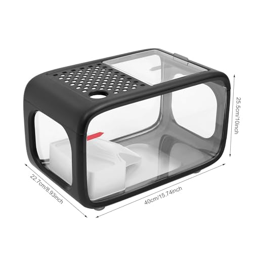 3.2 Gallon Plastic Fish Tank, Small Aquarium for Betta Fish Shrimp & Aquatic Plants, Shatterproof Mini Habitat with Clear Clarity, Desktop Decor for Home Office Plants Succulents (Black) - color: Black