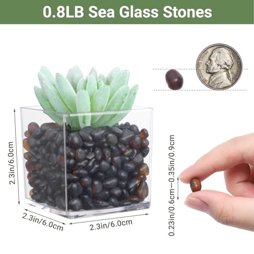 SUREAM Sea Glass for Crafts, Brown Fish Tank Rocks for Aquarium, Glass Stones for Vase Fillers, Wedding Centrepieces, Home Decor and DIY Crafts(0.8 LB) - color: Brown