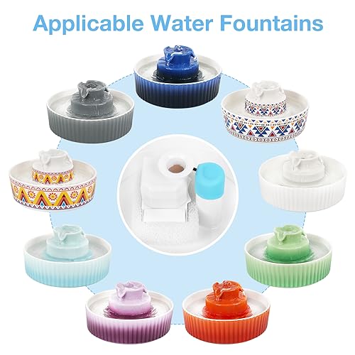 Lawfery 16 Pack Ceramic Cat Water Fountain Filters Replacement, 16 Cat Fountain Filters and 4 Pre-Filter Sponges for Ceramic Pet Water Fountains (16+4)