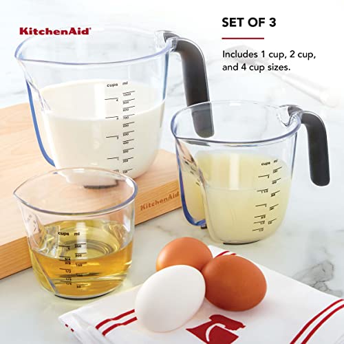 KitchenAid Universal Easy View Angled Measuring Cups, Set Of 3, Clear with Black Handles - color: Black, size: Set of 3, style: Angled
