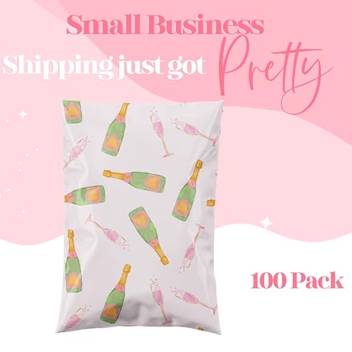 Pretty Package Store 10x13 Designer Poly Mailer 100 Pack Heavy Duty Waterproof Self Seal Shipping Bags for Small Business Large Mailing Envelopes Bulk Tear Resistant Packaging Pink Champagne - color: Champagne, size: 10x13