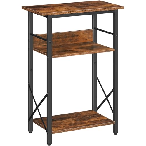 HOOBRO 10 Gallon Aquarium Stand, 3-Tier Fish Tank Stand with Storage, Reptile Turtle Tank Stand with Metal Frame, 20.5" L x 11" W , Rustic Brown BF52FT01 - color: Rustic Brown + Black