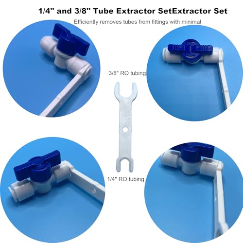 32ft RO Tubing Kit (20-Piece): 1/4" O.D. RO Water Line + Quick Connect Fittings (Valves, Elbow/Tee Couplings, Clip, Tool) for Water Purifier/Refrigerator System