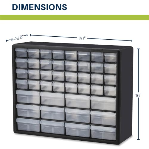 Akro-Mils 44-Drawer Plastic Drawer Storage Cabinet for Garage Organization, Bead Organizer, Building Bricks Storage, Teacher Toolbox, Makeup Organizer, 20" W x 6" D x 16" H, 10144 Black (Pack of 2) - color: Black, size: 44 Drawer, style: 2 pack