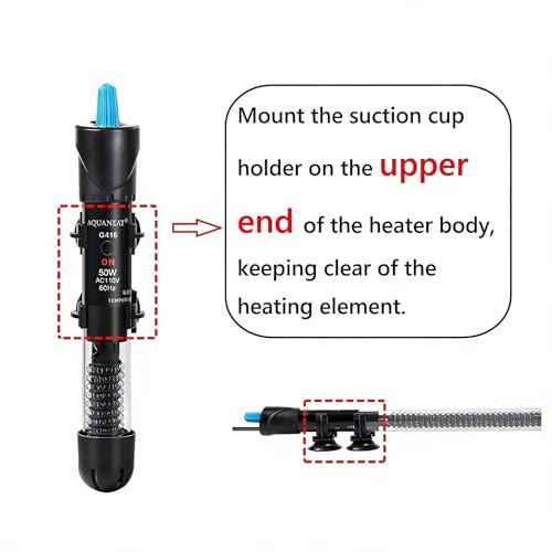 AQUANEAT Aquarium Heater, 50W Fish Tank Heater, Adjustable Submersible Water Thermostat with Thermometer - size: 50W