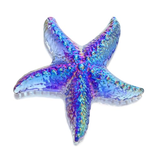 H&D HYALINE & DORA Hand Blown Glass Star Fish Figurines Blue Sea Animal Ornament for Home Decor,Tiny Glass Sea Animals Collectible for Seasonal Gift - color: Blue