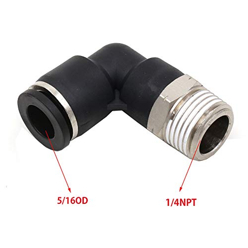 CEKER 5/16 Tubing Od x 1/4" Npt Male Thread Elbow 90 Degree Push to Connect Fittings Air Fittings Pneumatic Quick Connect Fitting Airlines Push In Connectors Tube Fittings 2Packs - size: 5/16" OD X 1/4" MNPT