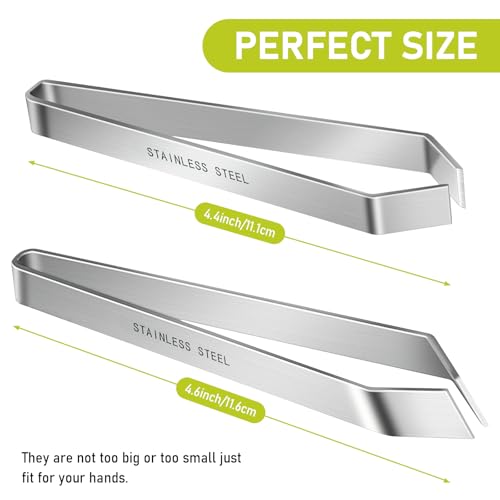 2 Pcs Fish bone tweezers,Stainless Steel Tweezers Flat and Slant for Fish Bones,Pig and Chicken Hair Remover