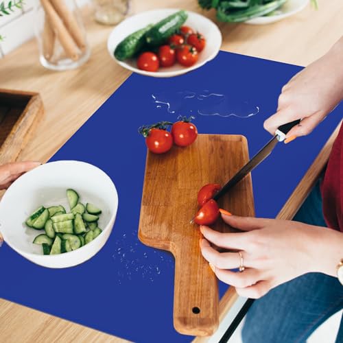 Silicone Mat for Kitchen Counter, Silicone Mat Trimable to Size (Classic blue, 23.6×15.7inch-2PCS), BPA-Free Silicone Placemat, Heat-Resistant NonSlip Table Mat for Air Fryer, Countertop Protector Mat - color: Classic blue, size: (L - 23.6''x 15.7‘’x 0.05