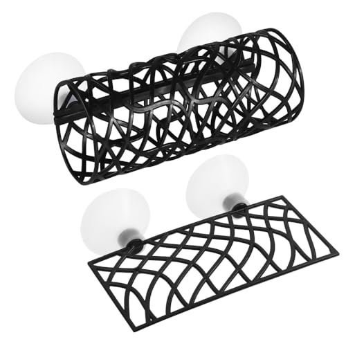 MiOYOOW Betta Fish Tunnel, Hollow Fish Resting Tube Suction Cup Mounting Fish Hide Shelter for Small Fish Shrimp Betta - color: Black