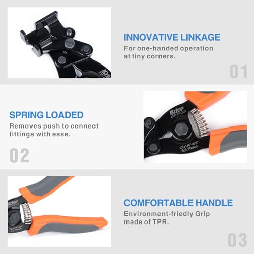 iCrimp Push to Connect Fitting Removal Tool for Disconnect 1/4-in to 3/8-in RO Water Tubing, Air Hose from Quick Push Fit Connectors, for Pneumatic Tools, RO Water Purifier