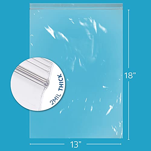 GPI - 2.5 Gallon Extra-large Zip Bags, 13" x 18" Large Reclosable Lock Zip Bags, Clear Plastic Zipper Storage Bags with Zip Top Lock for Freezer, Clothing, Food, Supplies - 1000 Count - size: 13" x 18"