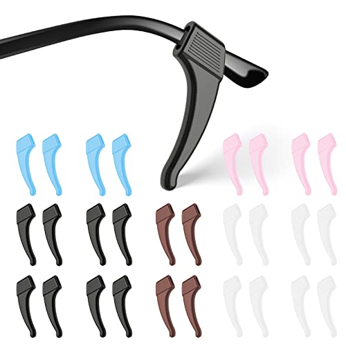 SMARTTOP 20 paris Anti-Slip Eyeglass Ear Grips Hook, Comfortable Silicone Elastic Eyeglasses Temple Tips Sleeve Retainer-For Eyeglasses Sunglasses Spectacles Glasses (5Color) - color: Black+white+brown+blue+pink